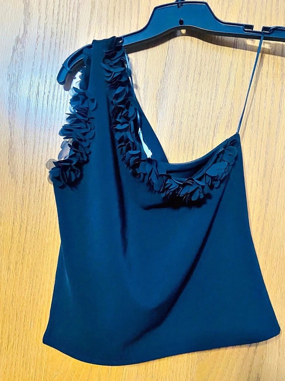 Zara Floral Trim Black Camisole Size Medium